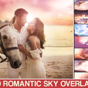 80 Sky photoshop overlays, cloud photo overlays, Blue sky overlays, Sunset photo overlays, Rainbow light overlays, Photoshop textures clouds