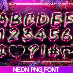 Superposiciones de Photoshop con imágenes prediseñadas del alfabeto, superposiciones de letras de neón, fuente digital fluorescente de luz de neón PNG, superposiciones de fotos, fuentes de neón png