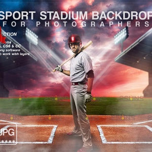 Honkbalachtergrond, digitale sportachtergrond, foto-overlay, sportachtergrond, honkbalfotoachtergrond, Photoshop Sports Sports-sjablonen