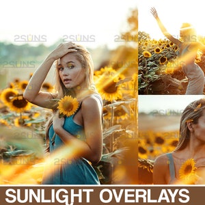 Sunlight photo overlays, Lens Flare Photoshop overlays, Natural Sun Rays effect, bokeh overlay, Beams Summer photo effects