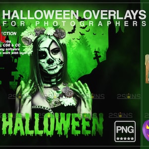 Halloween overlay, Photoshop overlays, Halloween pumpkin overlays, Skull png, Witch photo overlays, Ghost overlay, Scary Halloween clipart