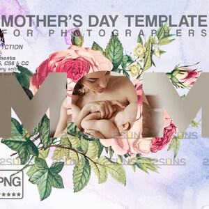 Modelo de cartão para o dia das mães, sobreposição para o dia das mães, cartões para o dia das mães, molduras de aquarela, máscaras de aquarela, sobreposições de maternidade para Photoshop