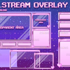 Pacote de sobreposição de transmissão Kawaii Twitch, Sobreposição de transmissão, Sobreposição verde, Sobreposição de webcam, Painéis de transmissão, Pacote de transmissão, Sobreposição de transmissão