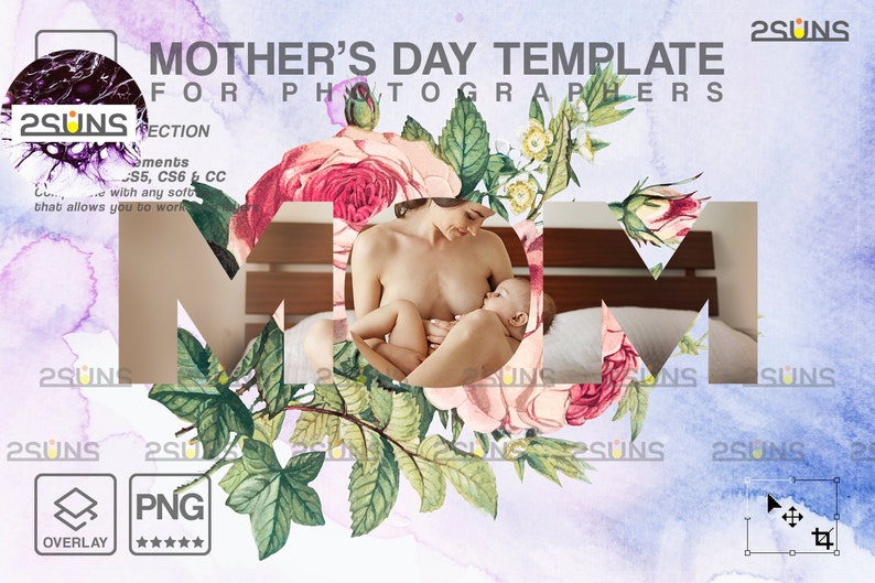 Mothers day cards template, Mothers day overlay, Mothers day cards, watercolor frames, Watercolor masks, Maternity photoshop overlays image 4