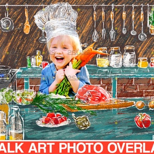 Food illustration png, Digital backdrops chalk, Photo overlay, Sidewalk chalk overlay, Overlay tiza, Illustration PNG food, Kitchen clipart