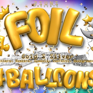 Superposiciones de globos dorados para Photoshop, superposiciones de fotos de fiestas, imágenes prediseñadas de globos con letras, imágenes PNG de globos, imágenes prediseñadas de globos de cumpleaños