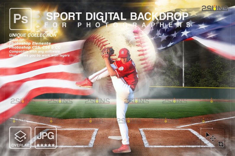 Baseball Backdrop Sports Digital Background Etsy