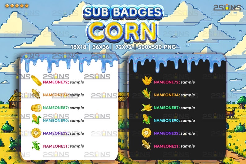Subcorn 9 Corn Sub Badges, Corn Twitch Badges, Farm Sub Badge, Badges for ...