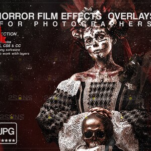 Sovrapposizioni di Photoshop per belle arti, sovrapposizioni di Halloween, sovrapposizioni di foto horror, texture di foto con grana vintage, interferenze di sovrapposizioni di belle arti