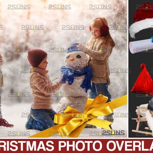 Christmas Photo overlay, Santa sleigh overlay, Snow overlay, Christmas digital backdrop, Santa overlay, Christmas photoshop overlays