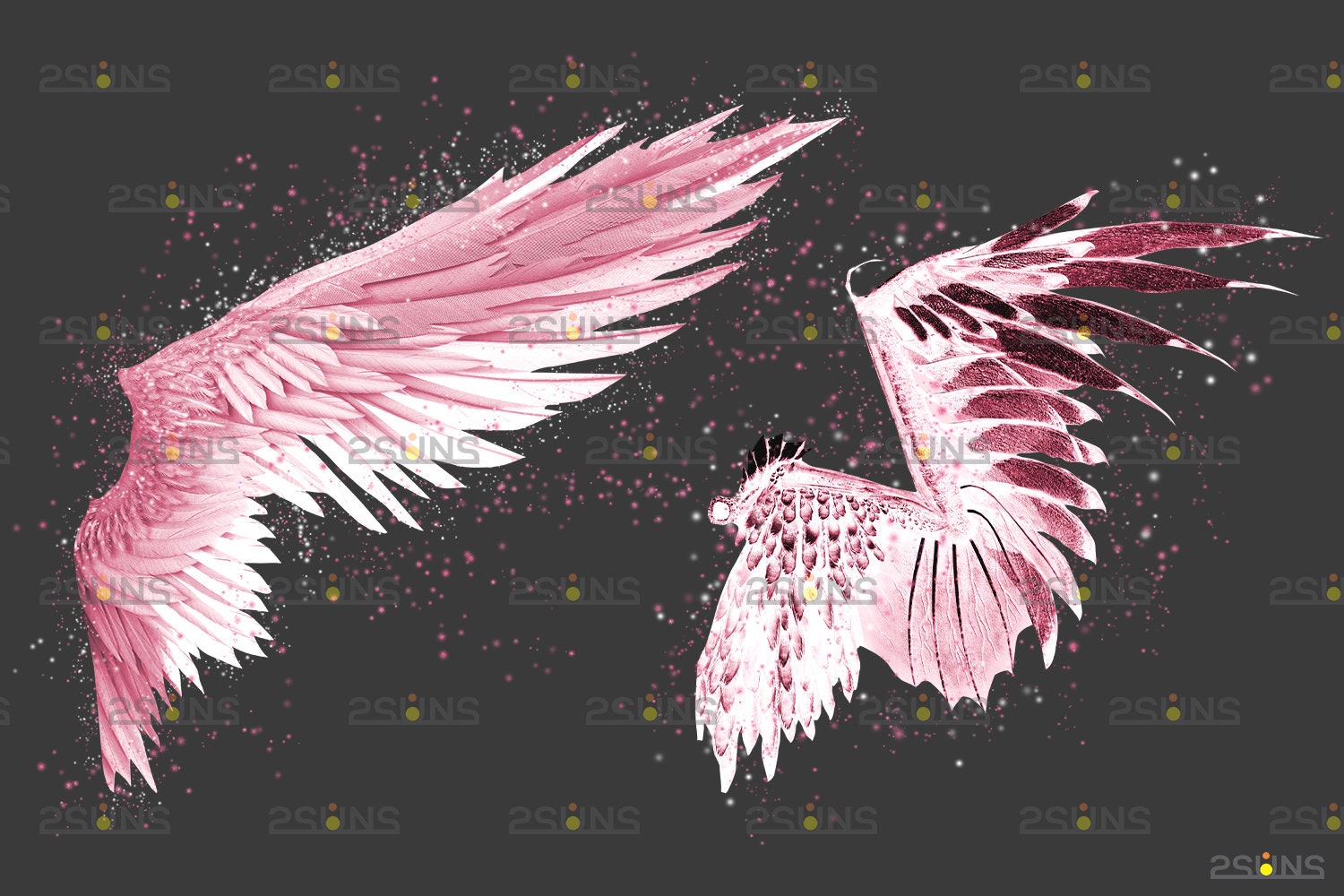 Digital angel wings overlay Pink angel wings png Etsy