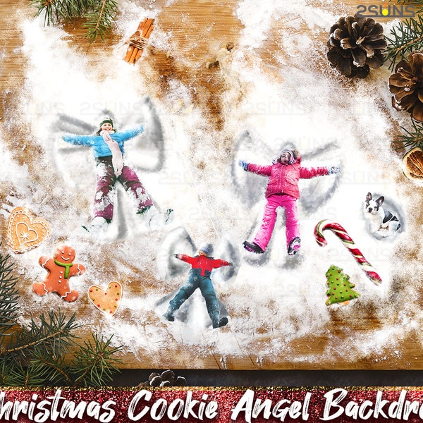 Christmas digital backdrop, Christmas photoshop overlays, Gingerbread digital backdrop, Christmas cookies snow angel template, photo overlay