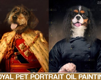 Königliches Haustierporträt, Haustierporträthintergrund, königliche Haustierporträtschablone, Digitalmalerei Haustier, Photoshop-Overlays, Haustierschablonenporträt