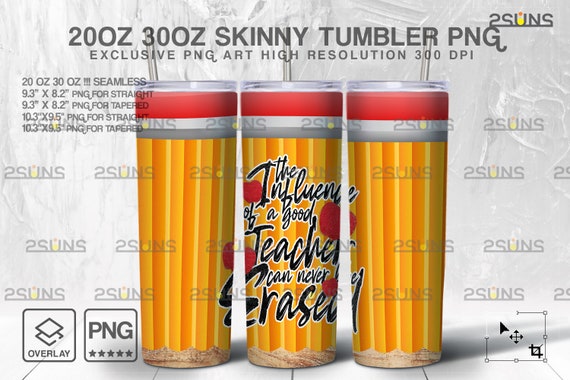 20oz The Influence of A Good Teacher Skinny Tumbler SEAMLESS Design, Sublimation PNG Pencil, Straight and Wrap Design, 30oz Teacher Life Il_570xn