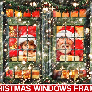 Christmas window overlay, Christmas overlay, photoshop overlays, Winter frame clipart, Christmas backdrop Christmas photo window overlay