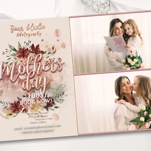 Modelo para o Dia das Mães, Cartão para o Dia das Mães, Sobreposição de maternidade, Máscara para recorte de fotos, Sobreposições para Photoshop, Modelo de mini sessões para o Dia das Mães