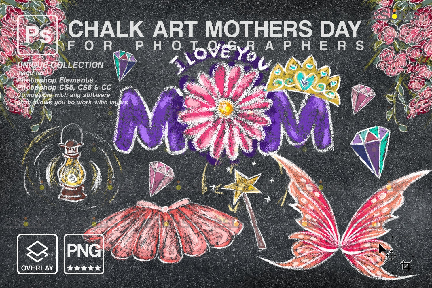 Sidewalk chalk overlay mothers day & overlay Etsy