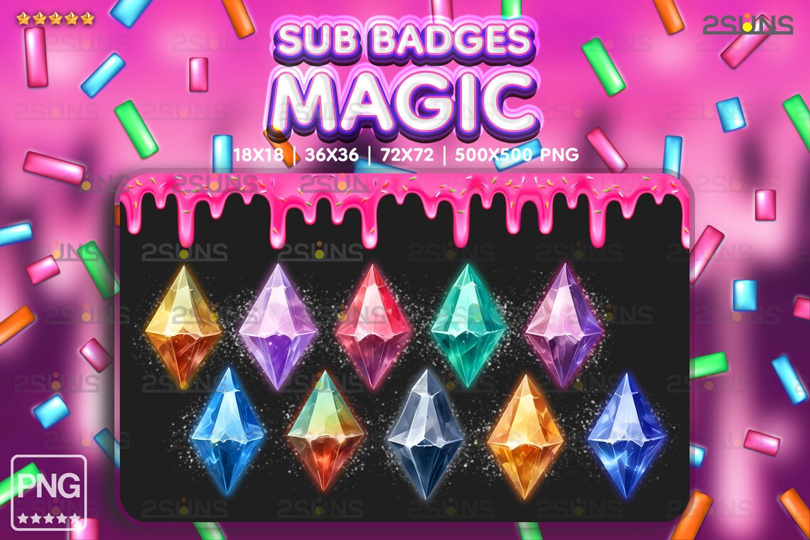 10 Magic Sub Badges GEM, Сrystal Twitch Badges, Magic Diamond Sub Badge ...