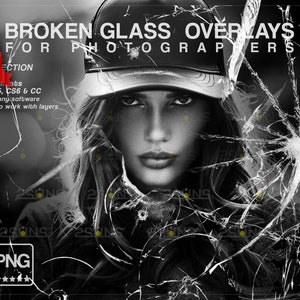 Broken Glass photoshop overlays, Halloween photo overlays, Realistic Glass overlay, Broken Glass png, glass clipart, glass photo overlay