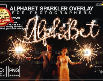 Photoshop overlays Alphabet sparkler font, Wedding sparkler overlay, photo overlays sparkler, Bokeh overlay, Firework letters clipart
