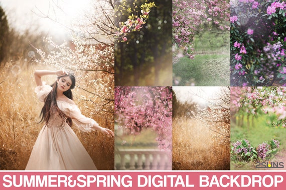 Floral backdrop & Photoshop overlay: Flower overlays,Easter digital backdrops, Blooming tree overlay, Flower field overlay, Backdrop flower Il_570xn