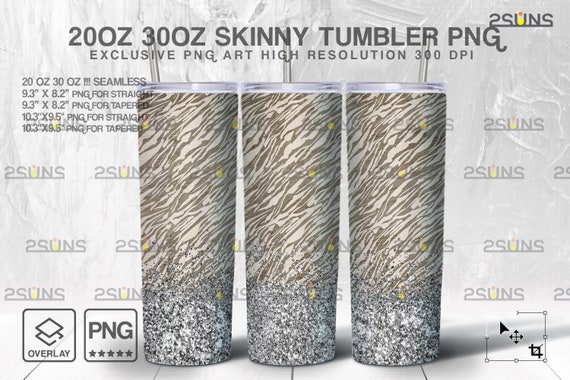 20oz Glitter Silver Fur Skinny Tumbler SEAMLESS Digital Design, Sublimation PNG Template, Straight and Wrap Design, 30oz Tapered Design Il_570xn