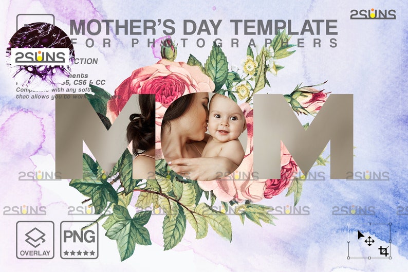 Mothers day cards template, Mothers day overlay, Mothers day cards, watercolor frames, Watercolor masks, Maternity photoshop overlays image 3