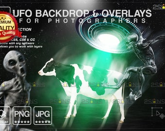 Halloween overlay, Photoshop overlays, Halloween backdrop, UFO overlays photo, Cow png, Alien photo overlays, Backdrop ufo alien cow