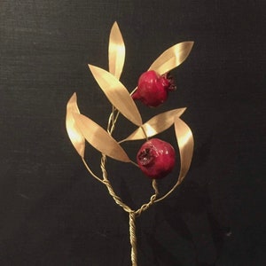 Pomegranate branch, Home Decor, Decoration Gift, Art Deco Sculpture, Pomegranate Tree Art, Greek Decoration, Tree Sculpture