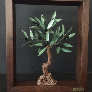 Olivenbaum in Holzrahmen, Home Decor, Dekoration Geschenk, Art-Deco-Skulptur, Olivenbaumkunst, Griechische Dekoration, Olivenbaumskulptur
