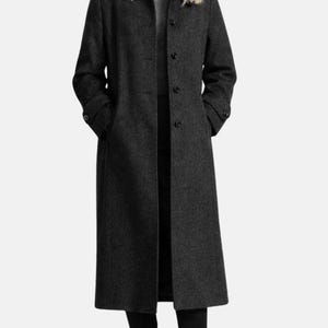 Women Long Wool Coat – Grey Wool Winter Coat for Women – Classic Button Front Wool Overcoat