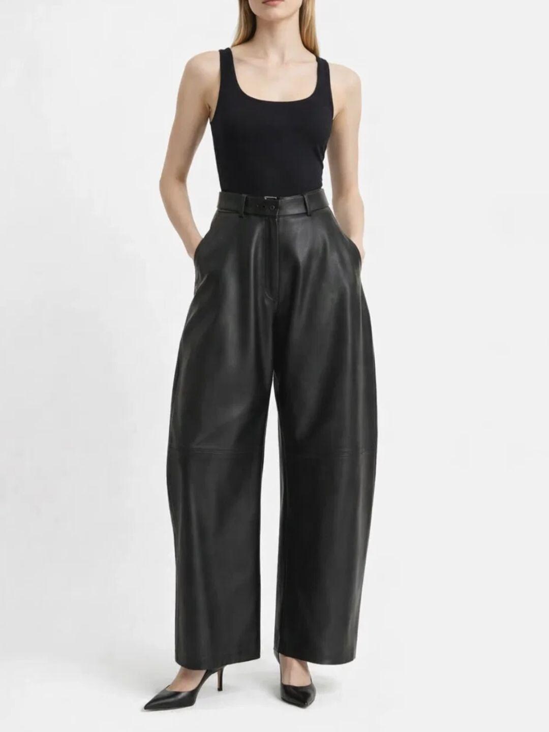 Women Black Leather Pants – High Waist Leather Trousers for Women ...