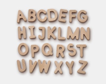 Wooden alphabet uppercase letters set - the best educational toy for early learning and preschool training materials and great kids gifts