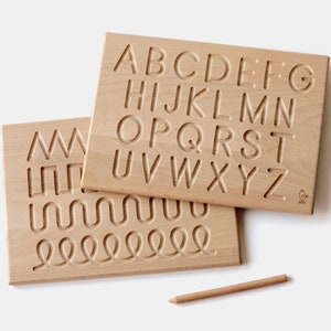 Alphabet tracing board, double-sided, educative toy, writing learning, Montessori toy, preschool writing