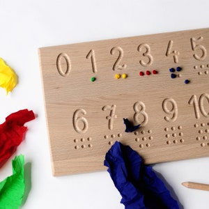 Number tracing board, double-sided, educative toy, counting learning, writing learning, Montessori toy image 5