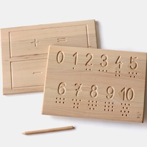 Number tracing board, double-sided, educative toy, counting learning, writing learning, Montessori toy image 1