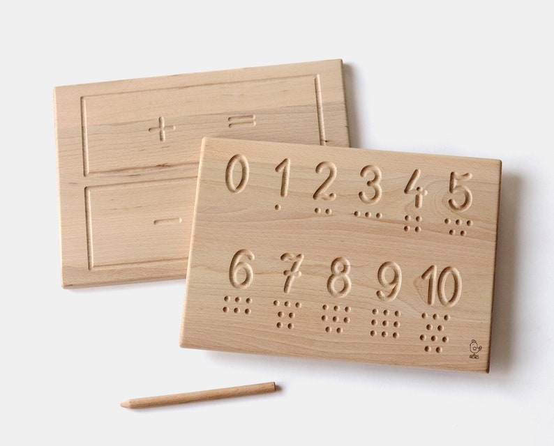 Number tracing board, double-sided, educative toy, counting learning, writing learning, Montessori toy image 1
