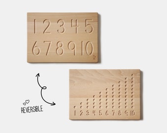 Double-sided 1-10 numbers tracing board - solid wood