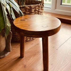 Plant Pot Stand / 3 legged stool/ milking stool/small table. Variable heights. Wooden stool. Dark Oak/Natural/custom colours