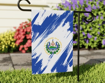 El Salvador Garden Flag - Garden & House Banner | Size - 12&quot; x 18&quot; | Double Sided Custom Country Design Print