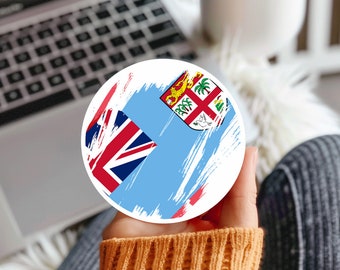 Fiji Flag Sticker, Premium Vinyl, Indoor/Outdoor