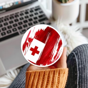 Tonga Flag Sticker, Laptop Sticker, Helmet Sticker, Guitar Sticker,  Water Bottle Sticker, Car Sticker, Decal for Suitcase