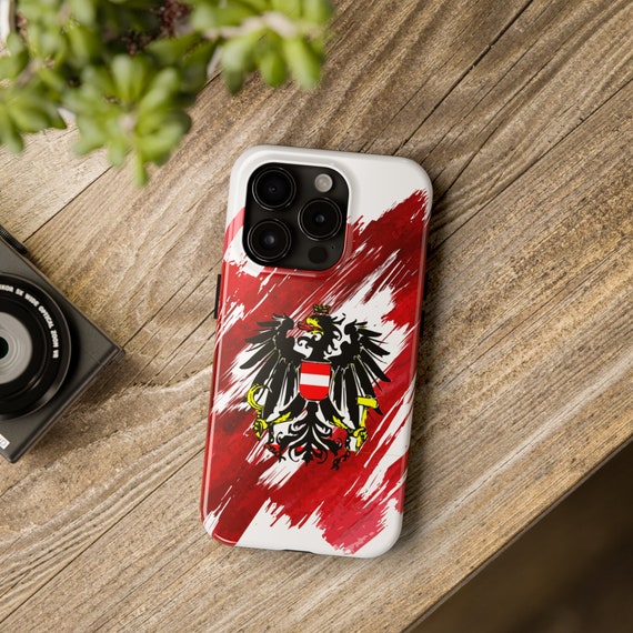Austria Flag Tough Phone Case, Dual-Layer Protective Cover, Travel Souvenir
