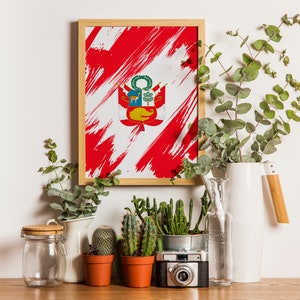 Peru Flag Print | Peru Poster | Peru Wall art print | Peru Home Decoration | Unframed