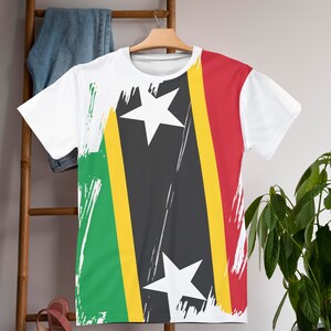 Saint Kitts and Nevis Flag T-shirt | Saint Kitts and Nevis T-shirt | All over print Unisex T-shirt with Saint Kitts and Nevis Flag