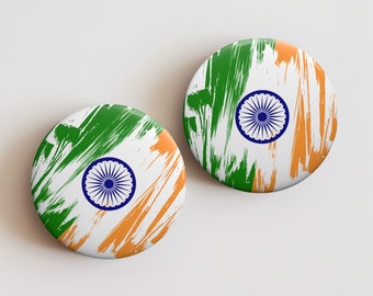 India Flag Pin – Patriotic Metal Pinback Button