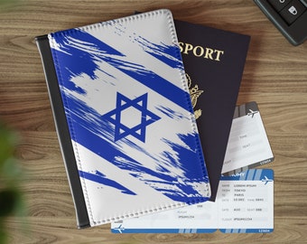 Porte-passeport représentant le drapeau israélien, indispensable pour les voyageurs et les expatriés, indispensable pour étudier à l'étranger, accessoire pour l'envie de voyager