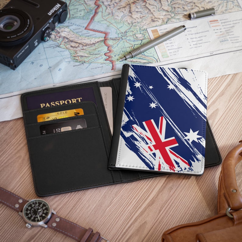 Australia Flag Leather Passport Holder, Traveler's and Expats ...