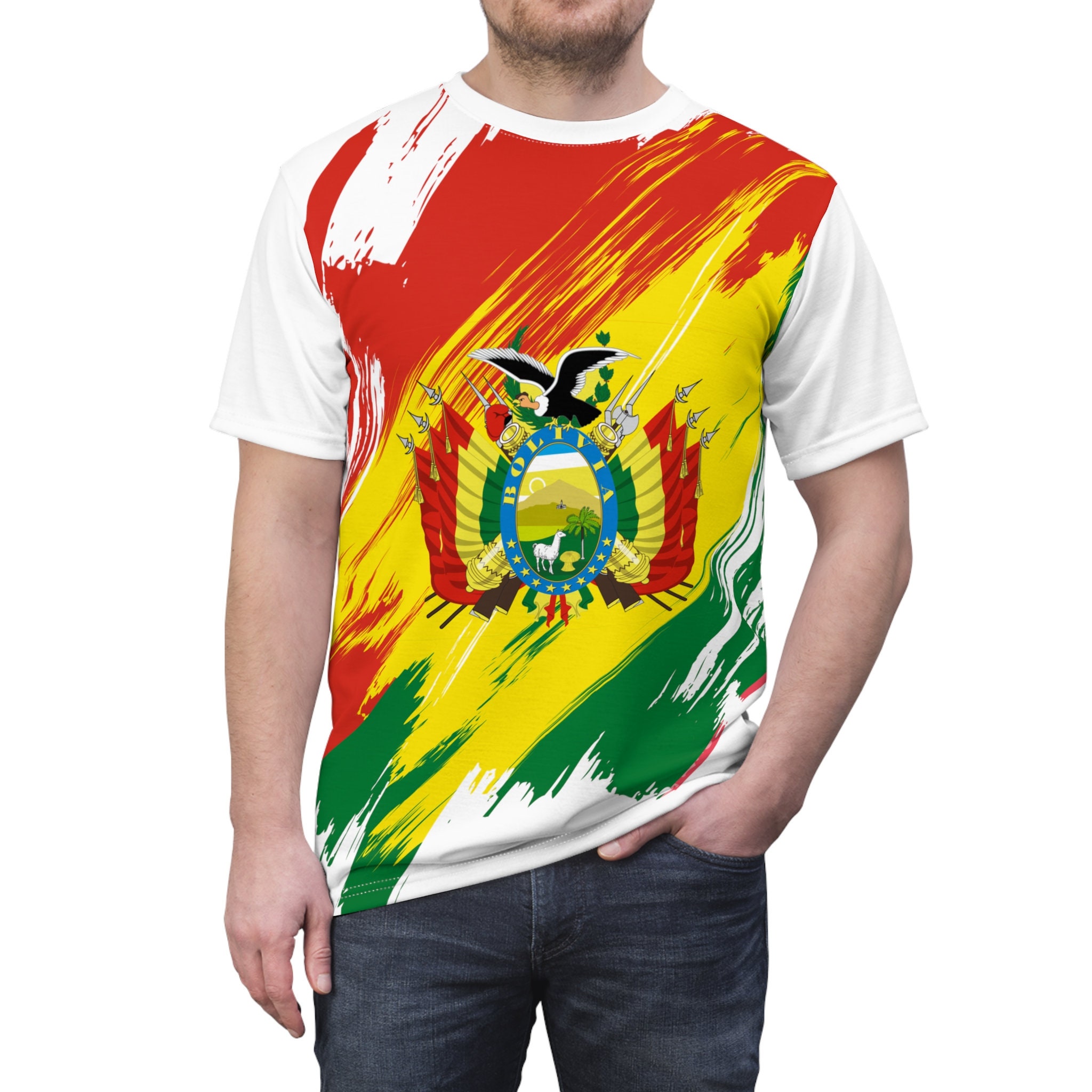 T-shirt Homme Bolivie - Drapeau Et Armoiries - Coton - Neuf Avec étiquettes - Silver Lake