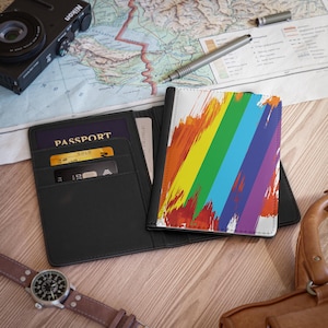 LGBT Flag Passport Holder, traveler&#39;s and expats&#39; essential, Rainbow Pride, Lesbian, Gay, study abroad must-have, wanderlust accessory